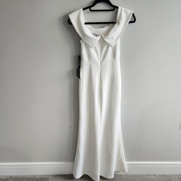 Lulus Off White Formal Grad Prom Off Shoulder Slit Dress Size XS - Picture 4 of 12